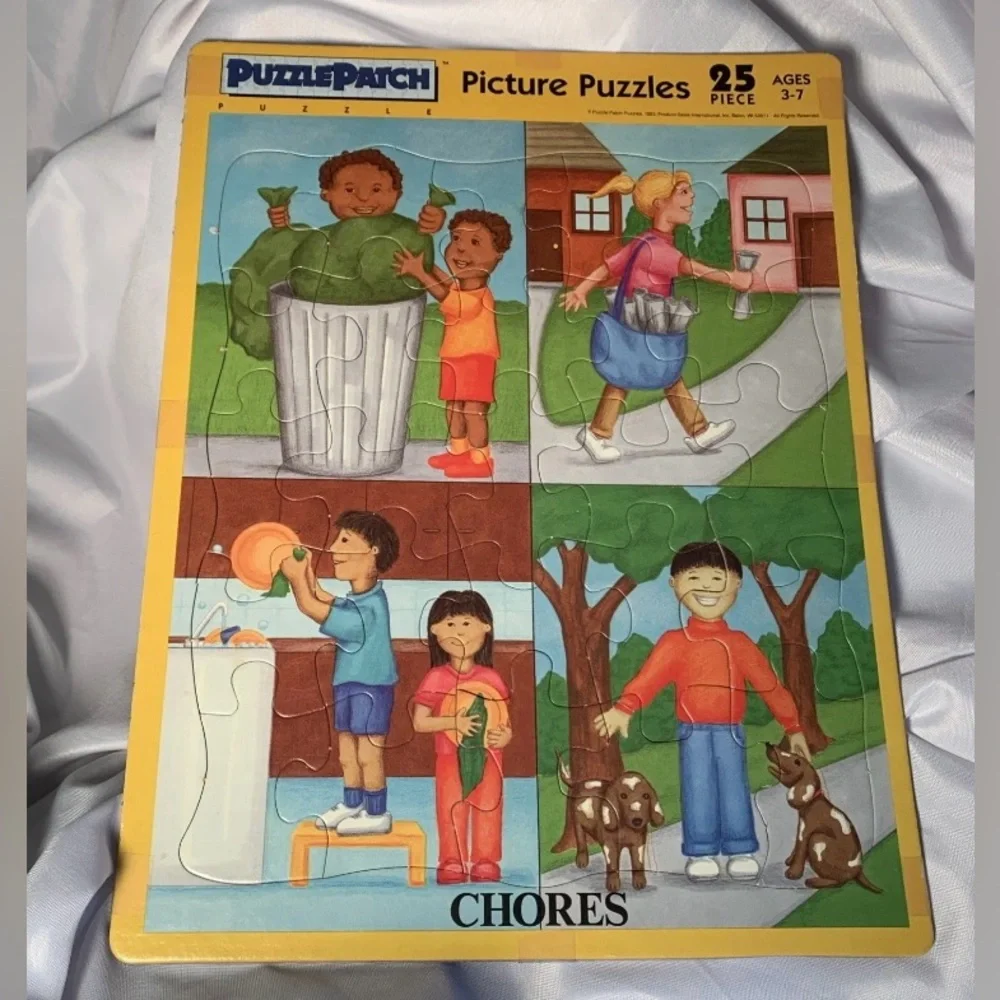 Picture Puzzles Set of 3 Chores Birds Mammals 14” x 10 3:4” 25 piece puzzles